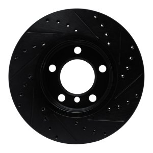 Mini Cooper Paceman Brake Rotor (1) - Front Left - R1 Concepts - Drilled & Slotted - Black - `11-`16